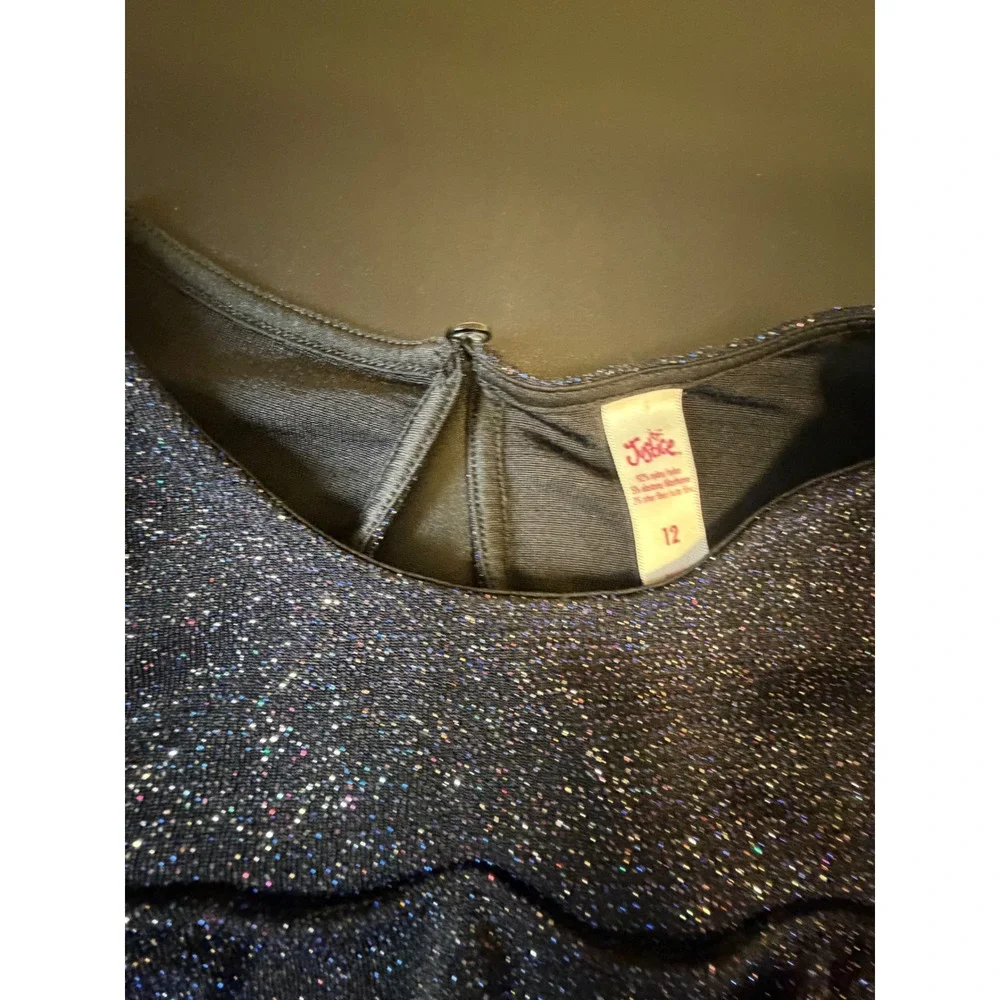 Justice‎ Girls Blue Glitter Cold Shoulder Ruffle Jumpsuit Size 12 Sparkly J10